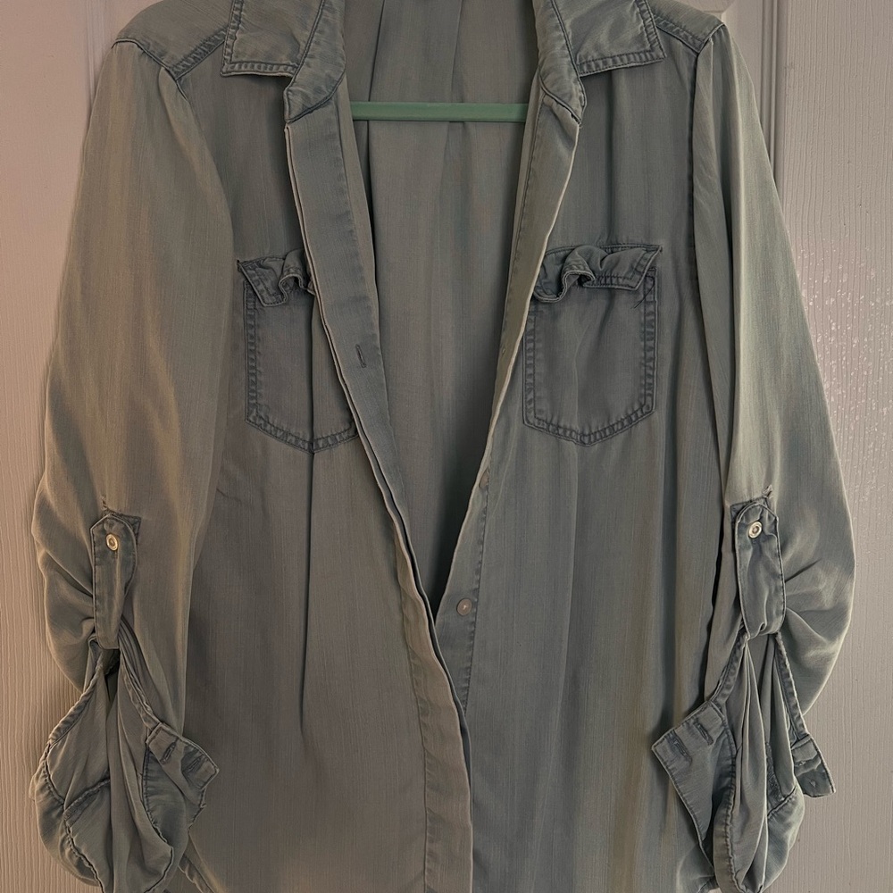 Sam Edelman Chambray Denim Button-Up Shirt (L)